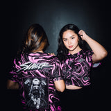 SPACEMAN CROP JERSEY - PINK/BLACK MARBLE - Slander Merchandise