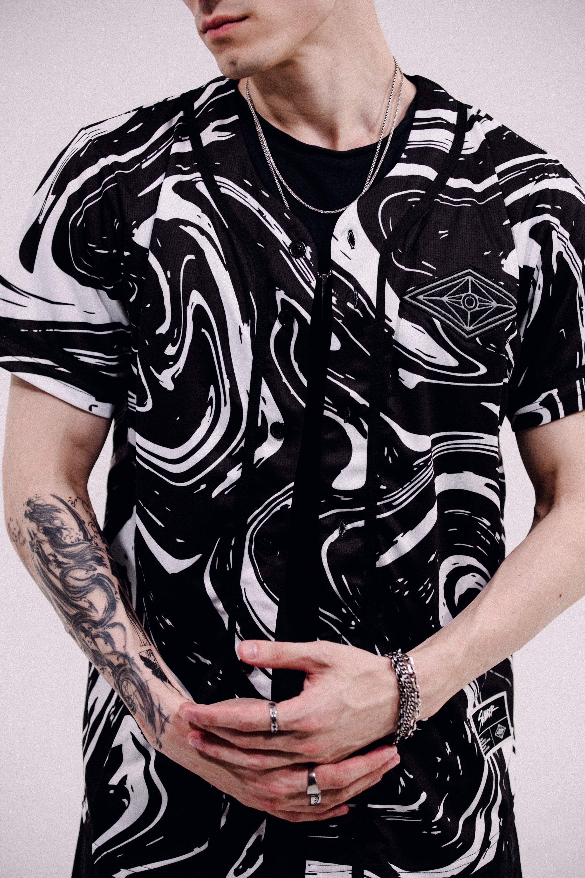 SPACEMAN JERSEY - BLACK/WHITE REFLECTIVE MARBLE - Slander Merchandise