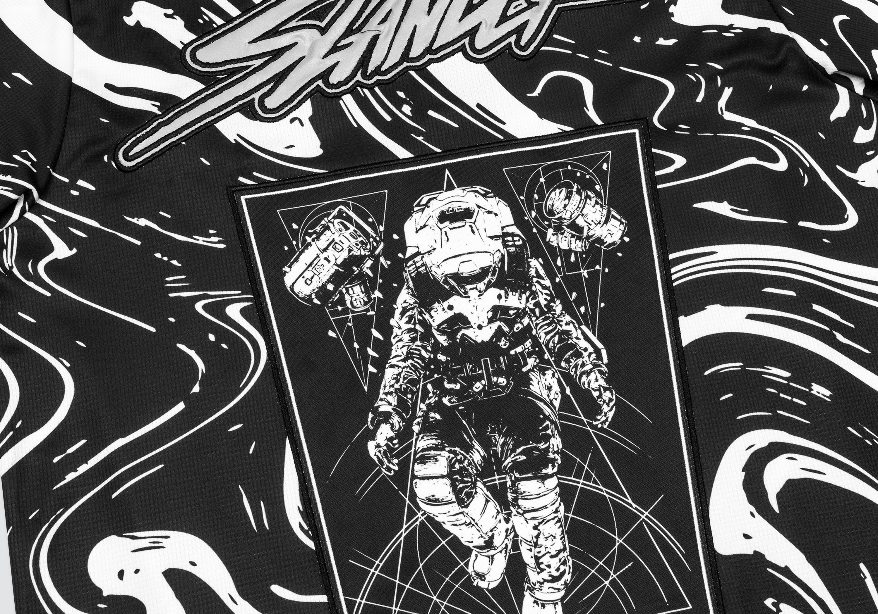 SPACEMAN JERSEY - BLACK/WHITE REFLECTIVE MARBLE - Slander Merchandise