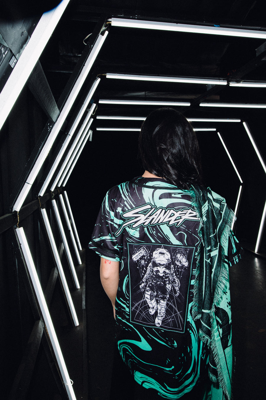 SLANDER PASHMINA - TEAL/BLACK MARBLE