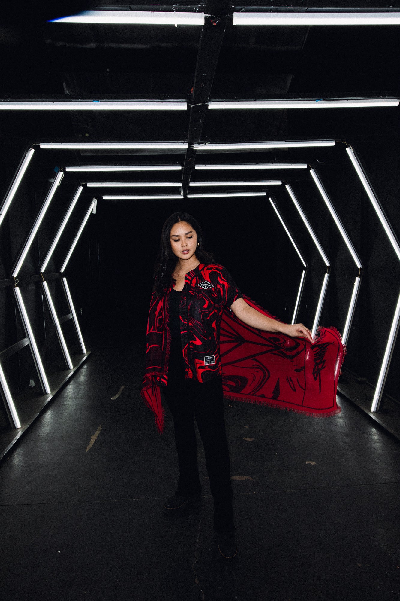 SLANDER PASHMINA - RED/BLACK MARBLE - Slander Merchandise
