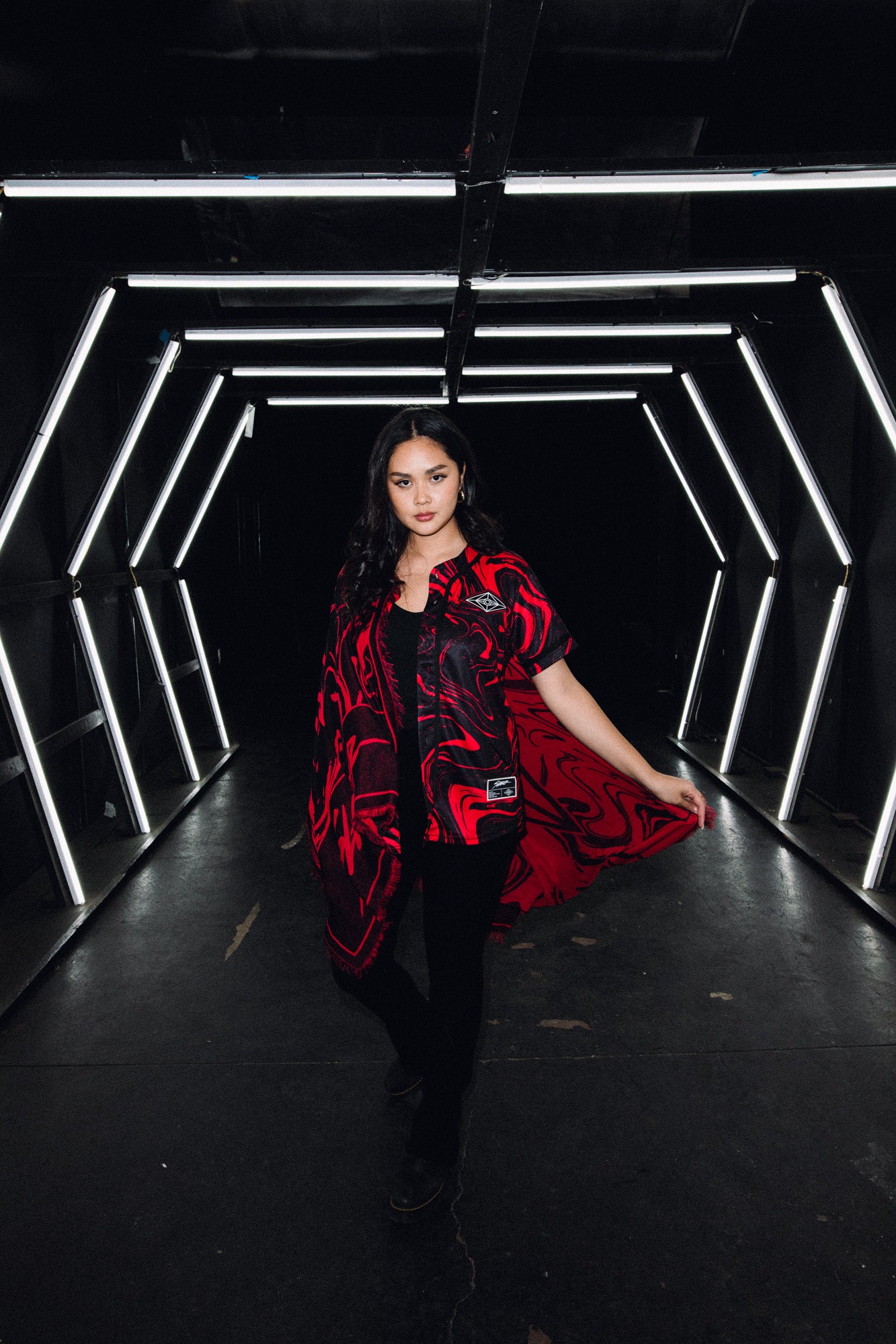 SLANDER PASHMINA - RED/BLACK MARBLE - Slander Merchandise