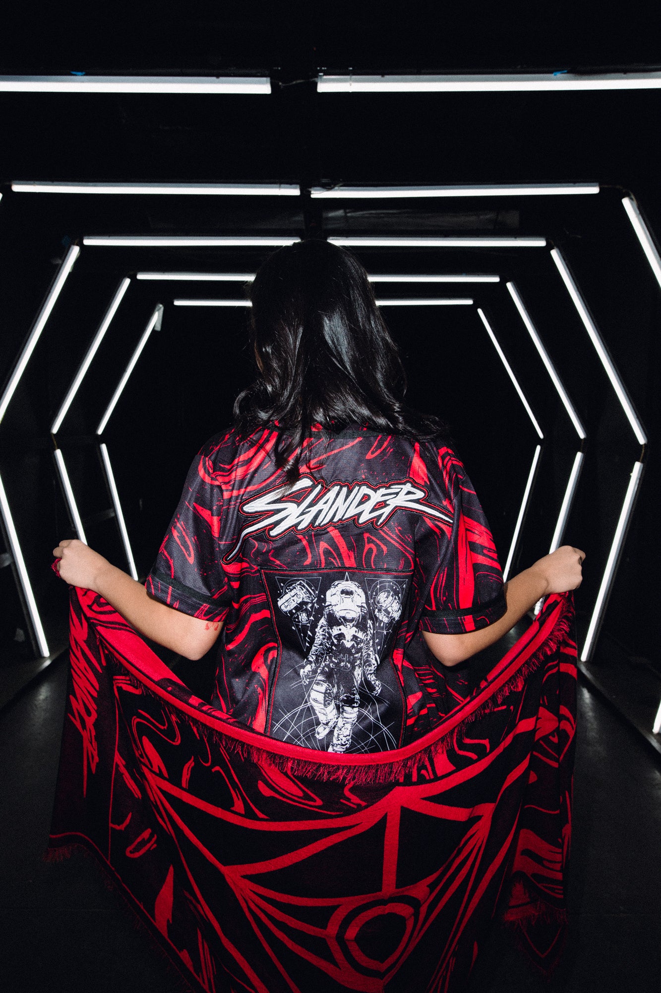 SLANDER PASHMINA - RED/BLACK MARBLE - Slander Merchandise
