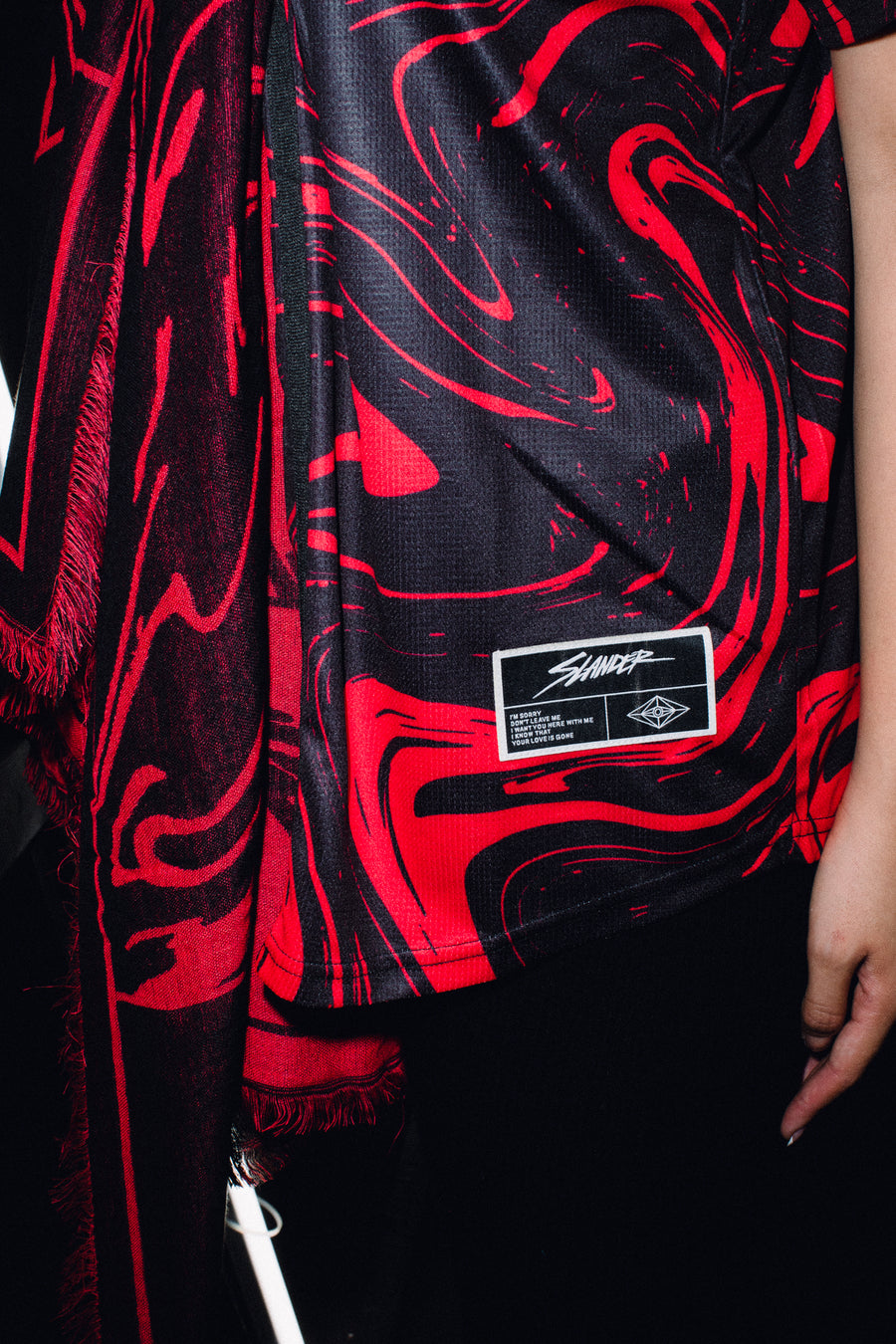 SLANDER PASHMINA - RED/BLACK MARBLE