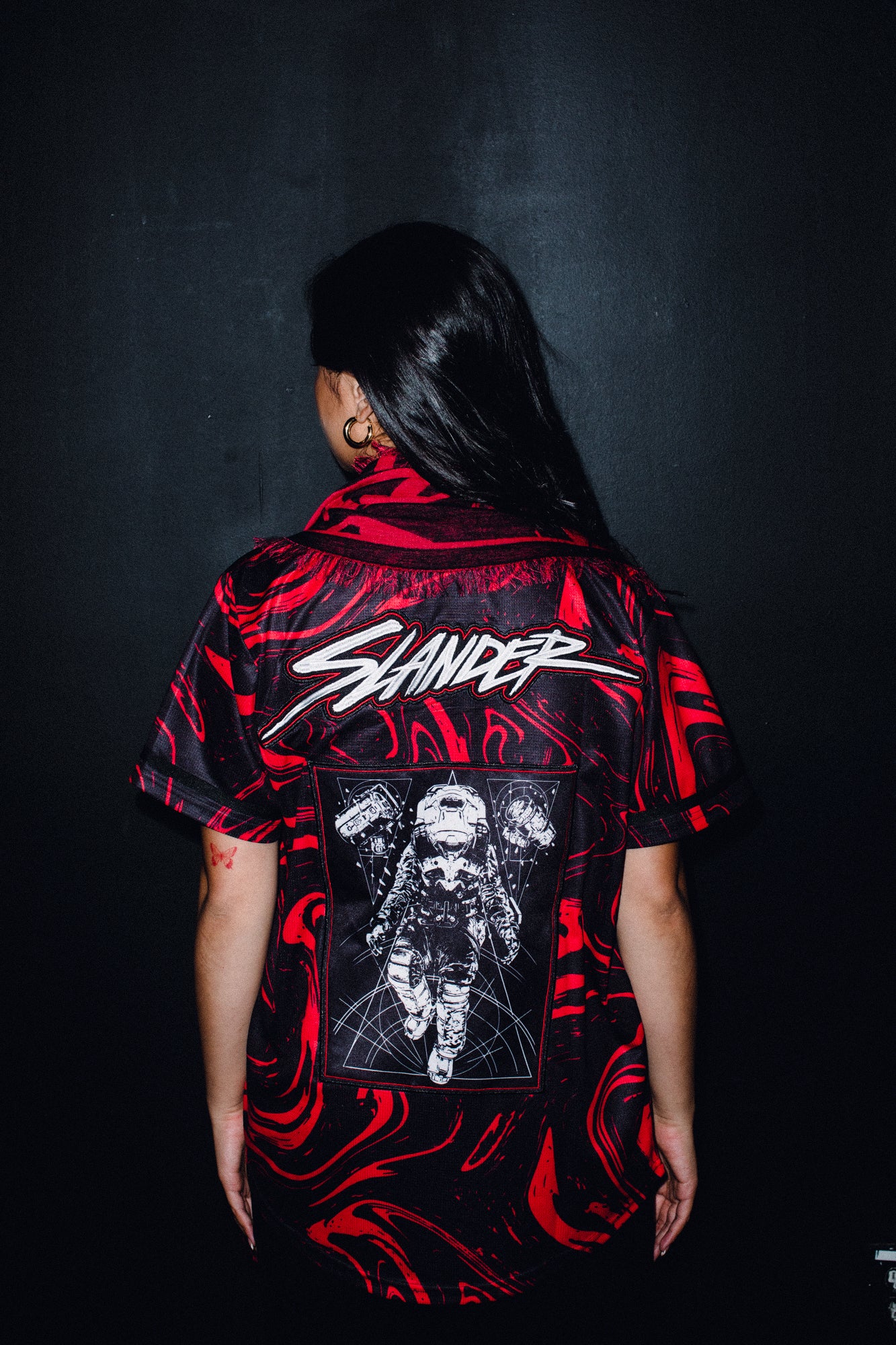 SLANDER PASHMINA - RED/BLACK MARBLE - Slander Merchandise